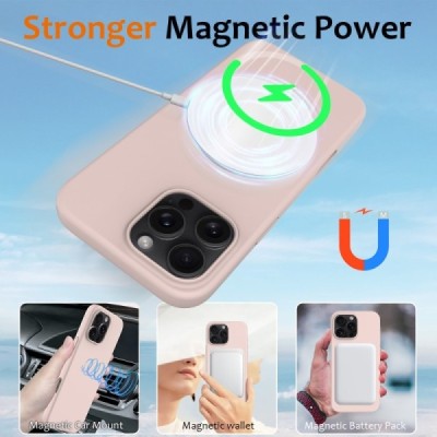 Apple iPhone 16 Pro Max "Shell" MagSafe kõvast silikoonist TPU roosa ümbris - kaaned | Priedai.lt