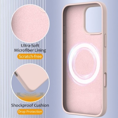 Apple iPhone 16 Pro Max "Shell" MagSafe kõvast silikoonist TPU roosa ümbris - kaaned | Priedai.lt