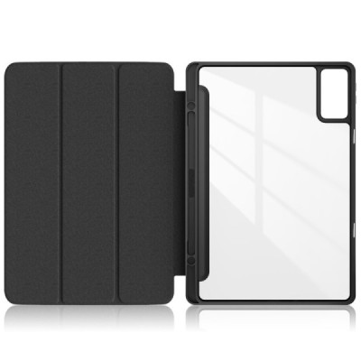 Xiaomi Redmi Pad SE 11" Copernice ülespööratav must nahast kaaned - märkmik, kus on koht pliiatsi jaoks | Priedai.lt