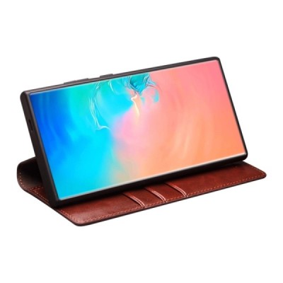 Samsung Galaxy S25 "QIALINO" klapitav pruun nahast kaaned | Priedai.lt