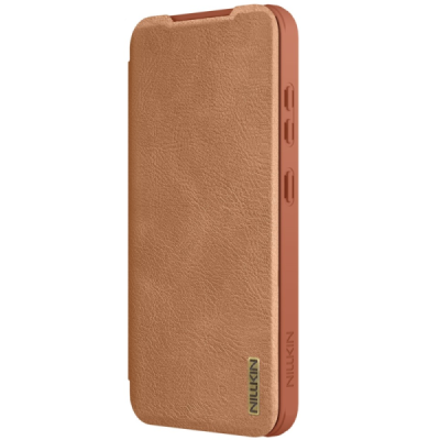 Luksuslik "Nillkin" Qin Pro seeria pruun nahast klappümbris Samsung Galaxy S25+ | Priedai.lt