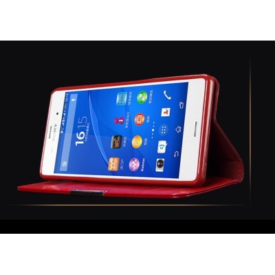 „Kalaideng“ Royale atverčiamas raudonas odinis Sony Xperia Z3 (D6603, D6653) dėklas / Priedai.lt