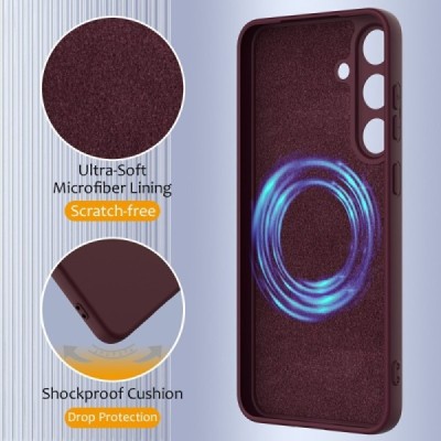 Samsung Galaxy S25 "Shell" MagSafe kõvast silikoonist TPU burgundia ümbris - kaaned | Priedai.lt