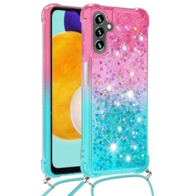 Samsung Galaxy A54 5G "Yibo" Shine Strap kõva silikoonist (TPU) ümbris - roosa/sinine | Priedai.lt
