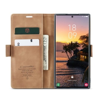 Samsung Galaxy S25 Ultra CaseMe Retro tahke nahk kaaned - helepruun | Priedai.lt