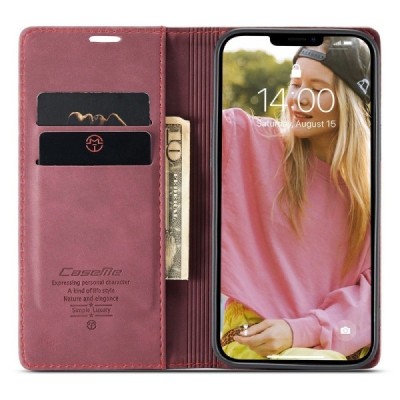 Apple iPhone 13 CaseMe Retro tahke nahk kaaned - burgundia | Priedai.lt