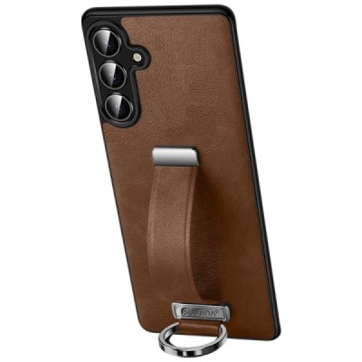 "SULADA" Leather Kickstand Samsung Galaxy S25 pruun nahast ümbris | Priedai.lt