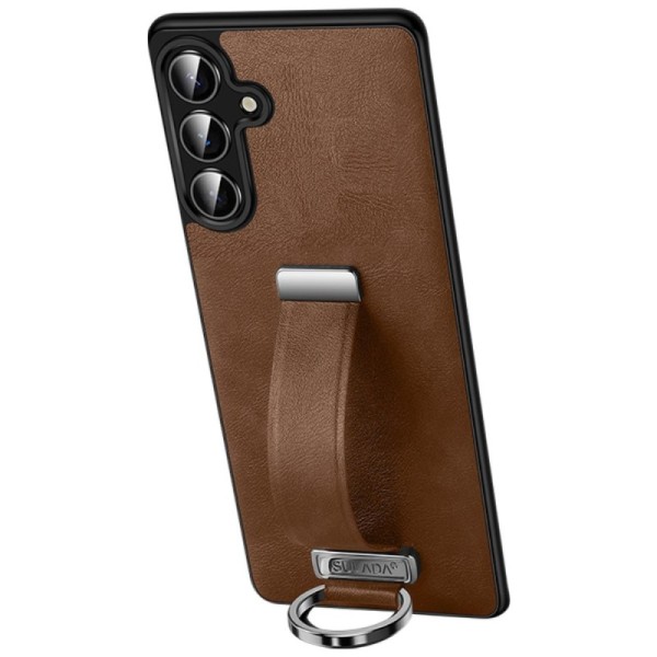 "SULADA" Leather Kickstand ümbris - pruun (Galaxy S25)