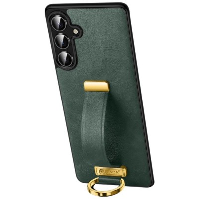 "SULADA" Leather Kickstand Samsung Galaxy S25 roheline nahast ümbris | Priedai.lt