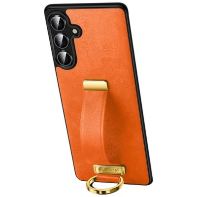 "SULADA" Leather Kickstand Samsung Galaxy S25 oranž nahast ümbris | Priedai.lt