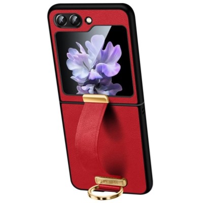 „Sulada“ Leather Kickstand Samsung Galaxy Flip7 FE / Flip6 punane nahast ümbris - taga | Priedai.lt