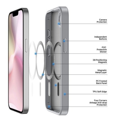 "DUX DUCIS" Yind MagSafe matt kõva silikoon (TPU) ümbris – hall (iPhone 17e / 16e)
