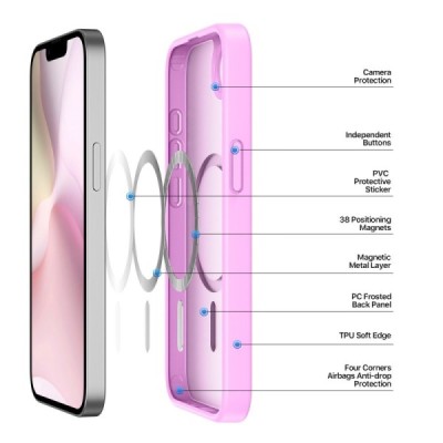 "DUX DUCIS" Yind MagSafe matt kõva silikoon (TPU) ümbris – roosa (iPhone 17e / 16e)