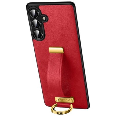"SULADA" Leather Kickstand Samsung Galaxy S25 punane nahast ümbris | Priedai.lt