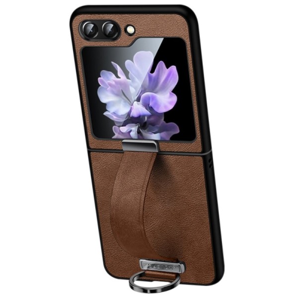 "SULADA" Leather Kickstand ümbris - pruun (Galaxy Flip7 FE / Flip6)