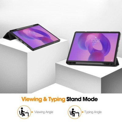 Lenovo Idea Tab Pro "Kasi" Stylus ülespööratav must nahast kaaned - märkmik, kus on koht pliiatsi jaoks | Priedai.lt
