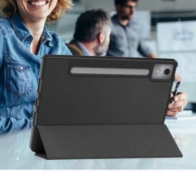 Lenovo Idea Tab Pro "Kasi" Stylus ülespööratav must nahast kaaned - märkmik, kus on koht pliiatsi jaoks | Priedai.lt