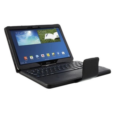 Samsung Galaxy Note 10.1 2014 P600 (P605) atverčiamas juodas odinis dėklas su bluetooth belaide klaviatūra / Priedai.lt