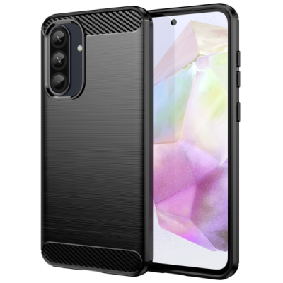 Samsung Galaxy A56 / A36 "Carbon" kõva silikoon (TPU) tagakaane must - ümbris | Priedai.lt