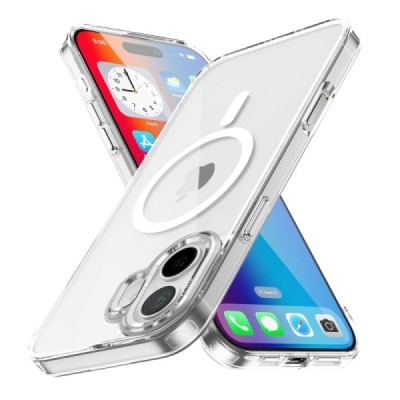 "Tubi" MagSafe kõva silikoonist (TPU) Apple iPhone 16 Plus läbipaistev kaaned - ümbris | Priedai.lt