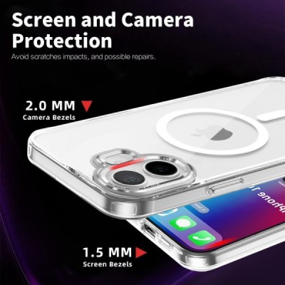 "Tubi" MagSafe kõva silikoonist (TPU) Apple iPhone 16 Plus läbipaistev kaaned - ümbris | Priedai.lt