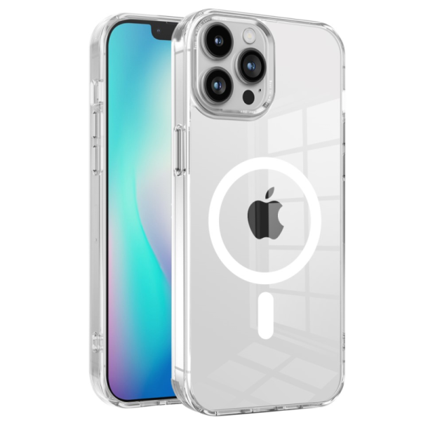 "Tubi" MagSafe kõva silikoonist (TPU) ümbris - läbipaistev (iPhone 15 Plus)