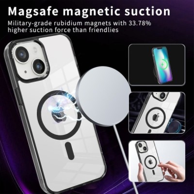 "Tubi" MagSafe kõva silikoonist (TPU) Apple iPhone 15 Plus läbipaistev kaaned - ümbris | Priedai.lt
