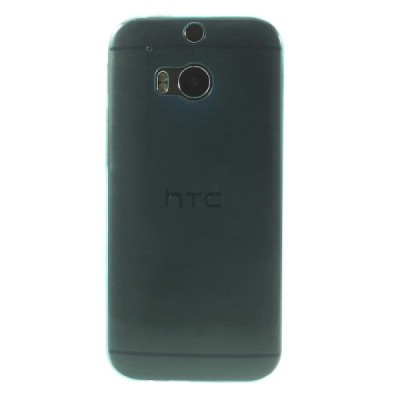 HTC One M8 skaidrus (permatomas) kieto silikono TPU ploniausias pasaulyje šviesiai mėlynas dėklas / Priedai.lt