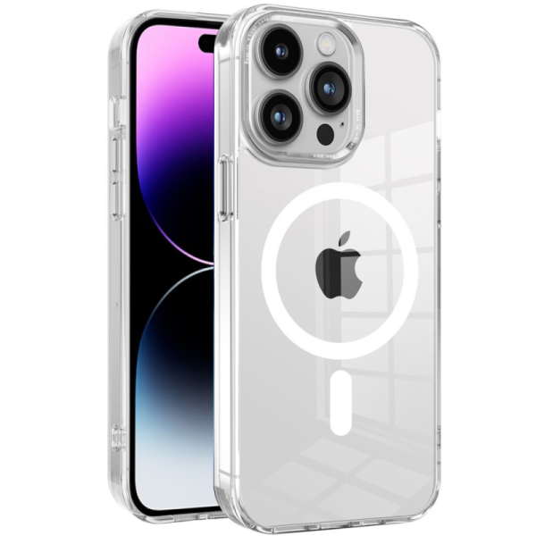 "Tubi" MagSafe kõva silikoonist (TPU) ümbris - läbipaistev (iPhone 14 Pro)