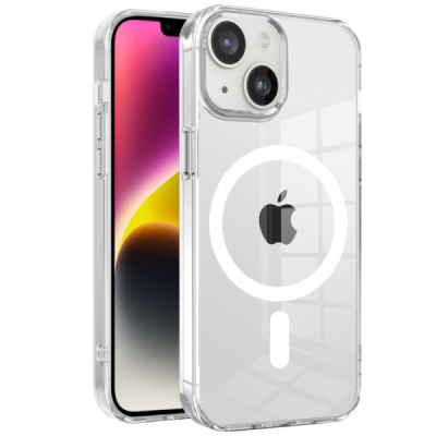 "Tubi" MagSafe kõva silikoonist (TPU) Apple iPhone 14 Plus läbipaistev kaaned - ümbris | Priedai.lt