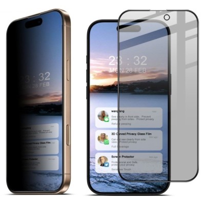 Apple iPhone 16 Pro "IMAK" Tempered Glass privaatsusega täiustatud kaitse must täiskattega kaitseklaas | Priedai.lt