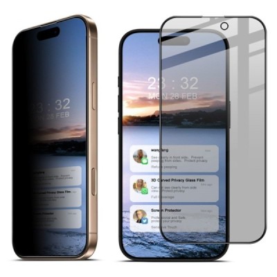 Apple iPhone 16 Pro Max "IMAK" Tempered Glass privaatsusega täiustatud kaitse must täiskattega kaitseklaas | Priedai.lt