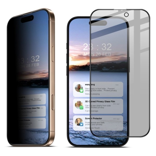 "IMAK" Tempered Glass must kaitsev ekraaniklaas 0.26 mm - privaatsus (iPhone 16 Pro Max)