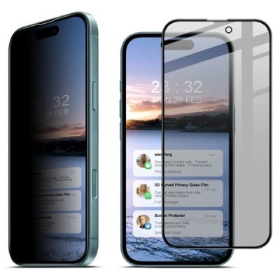 Apple iPhone 16 Plus "IMAK" Tempered Glass privaatsusega täiustatud kaitse must täiskattega kaitseklaas | Priedai.lt