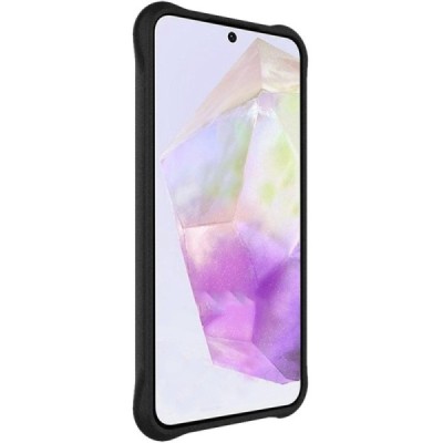 Samsung Galaxy A56 "Imak" tugevdatud kaitse kõva silikoon matt TPU must ümbris - tagakülg | Priedai.lt