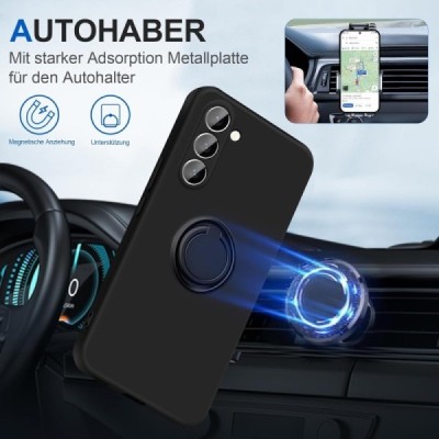 Samsung Galaxy S24 "Dechen" Ring Kickstand kõva silikoon (TPU) ümbris - must | Priedai.lt