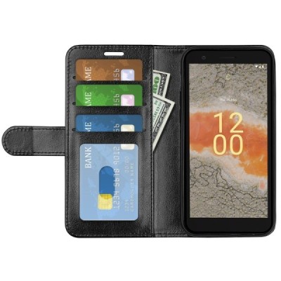 Nokia C02 Binfen nahk must kaaned - rahakott | Priedai.lt