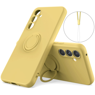 Samsung Galaxy A55 "Ring" Kickstand (TPU) kollane ümbris - tagakülg | Priedai.lt