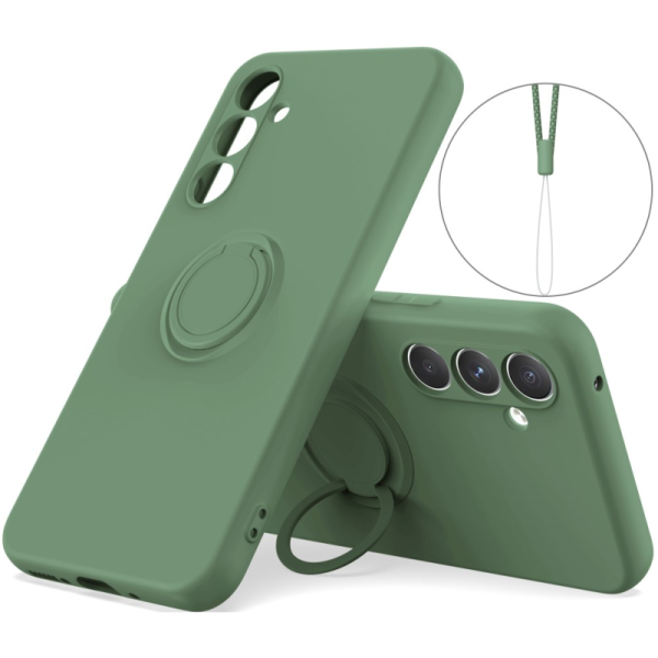 "Dechen" Ring Kickstand kõva silikoon (TPU) ümbris - roheline (Galaxy S24)