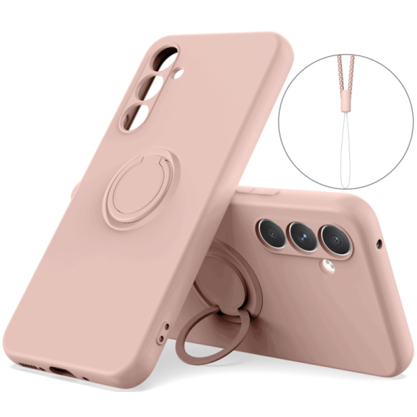 "Dechen" Ring Kickstand kõva silikoon (TPU) ümbris - roosa (Galaxy S24)