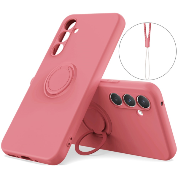 "Dechen" Ring Kickstand kõva silikoon (TPU) ümbris - punane (Galaxy A15)
