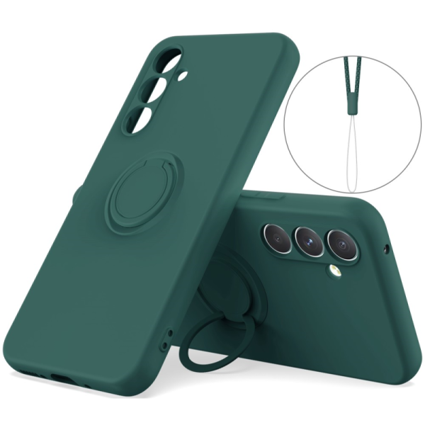 "Dechen" Ring Kickstand kõva silikoon (TPU) ümbris - roheline (Galaxy A15)