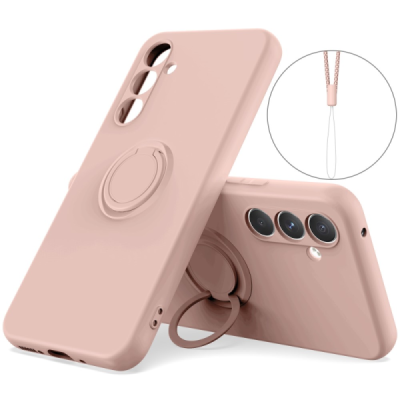 Samsung Galaxy A15 "Dechen" Ring Kickstand kõva silikoon (TPU) ümbris - roosa | Priedai.lt