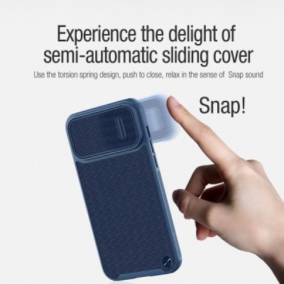 Apple iPhone 14 Pro Max "Nillkin" CamShield Textured S Magnetic must ümbris, tagakülg kaamerakaitsega | Priedai.lt
