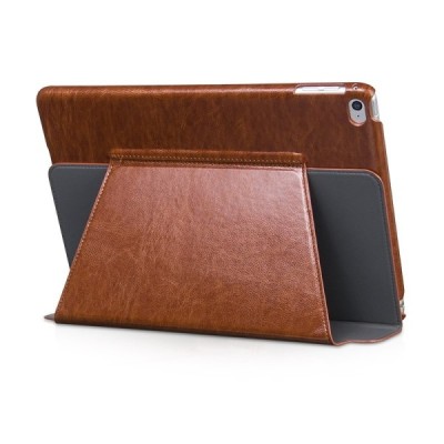 Prabangus „HOCO“ Retro Crystal serijos odinis atverčiamas rudas Apple iPad Air 2 dėklas / Priedai.lt