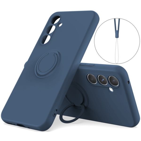"Dechen" Ring Kickstand kõva silikoon (TPU) ümbris - sinine (Galaxy A15)