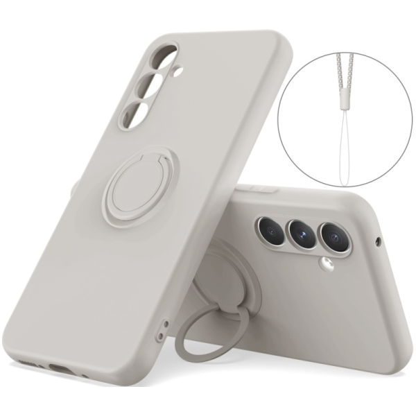 "Dechen" Ring Kickstand kõva silikoon (TPU) ümbris - hall (Galaxy A15)