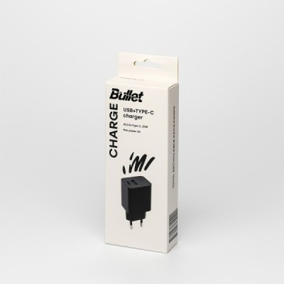 "Bullet" Fast Charging Duo seinalaadija (20 W) – must | Priedai.lt