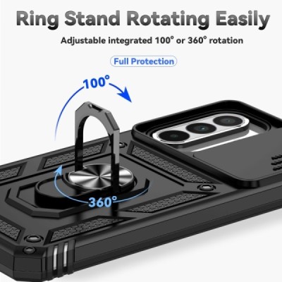 Täiustatud kaitsed "Kickstand" Samsung Galaxy A56 / A36 must kõva silikoon (TPU) ja plastikust ümbris | Priedai.lt