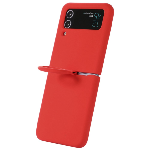 "Dechen" Ring Kickstand kõva silikoon (TPU) ümbris - punane (Galaxy Z Flip4)